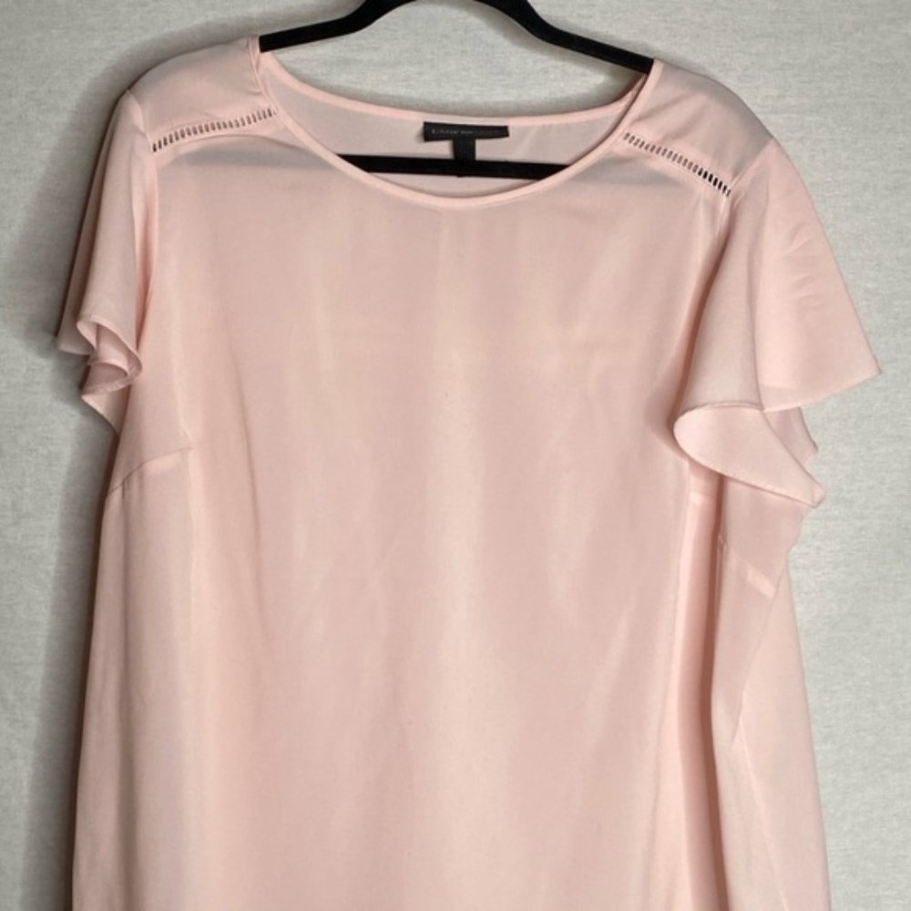 ***Lane Bryant Pink Top Flutter Sleeves Romantic***